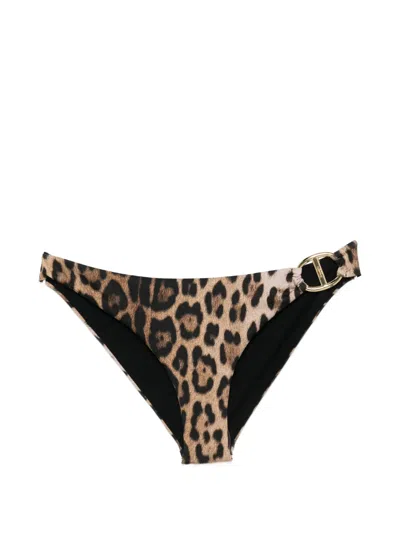 Moschino Leopard-print Bikini Bottoms In Brown