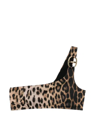 Moschino Leopard-print Bikini Top In Animal Print