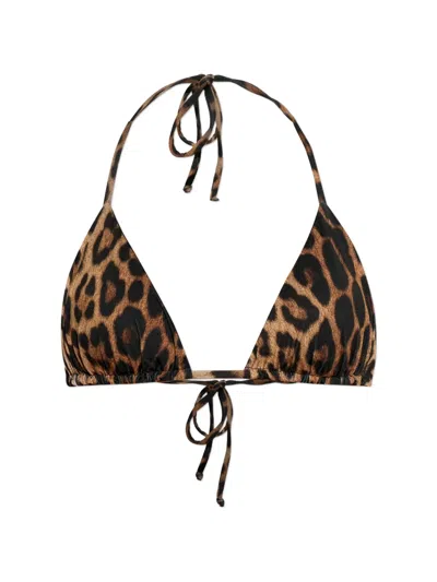 Moschino Leopard-print Bikini Top In Black