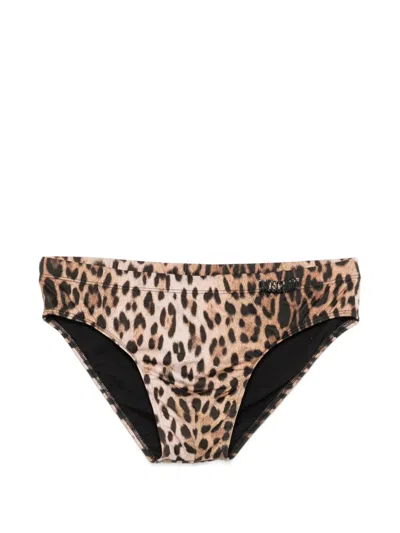 Moschino Leopard-print Logo-plaque Swim Trunks In Animal Print