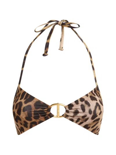 Moschino Leopard-print Ring-detail Bikini In Animal Print