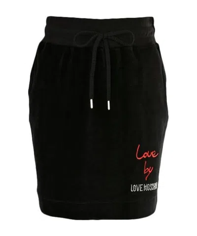 Moschino Letter Logo Lace-up Skirt In Black