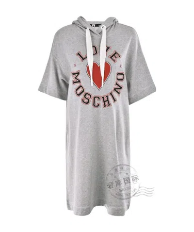 Moschino Letter Print Dress In Gray