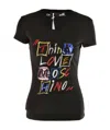 Moschino Letter Printed Stretch T-shirt In Black