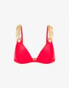 Moschino Lettering Charm Triangle Bikini Top In Red