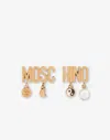 Moschino Gold Lettering Drop Earrings In Gold