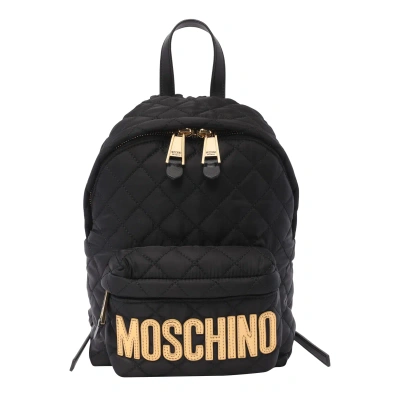 Moschino Lettering Logo Backpack In Black