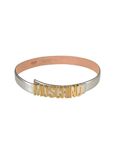 Moschino Lettering Logo Belt In White