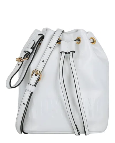 Moschino Lettering Logo Bucket Bag In White
