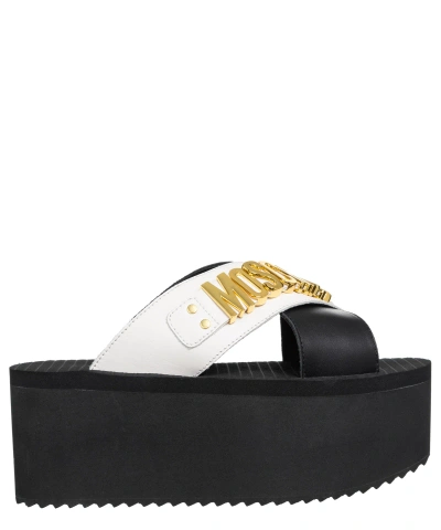 Moschino Lettering Logo Wedges In Black