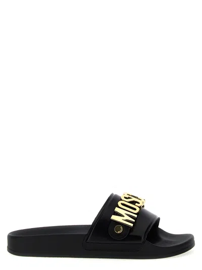 Moschino Lettering Slides In Black