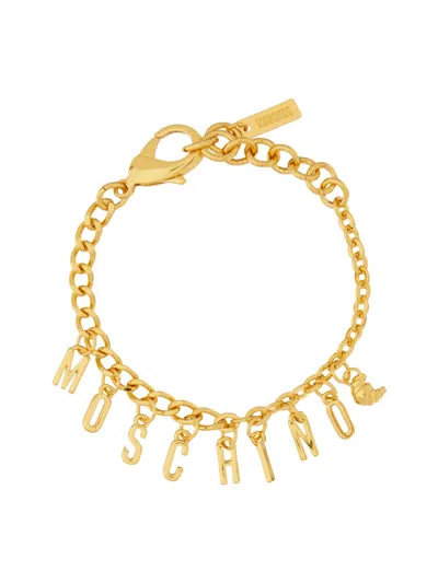 Moschino Lettering-charm Bracelet In Gold