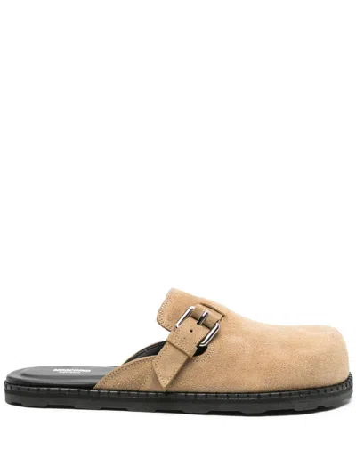 Moschino Light Beige Suede Sandals In Neutral