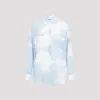 Moschino Blue Silk Long-sleeved Shirt In Light Blue