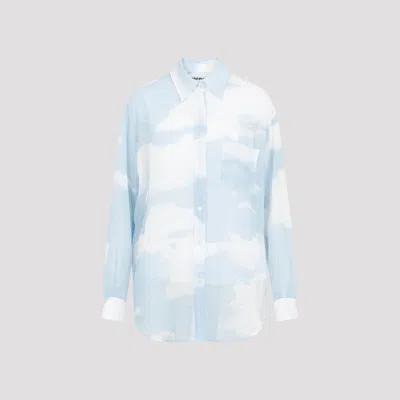 Moschino Light Blue All Over Print Silk Shirt