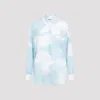 Moschino Blue Silk Long-sleeved Shirt In Blue
