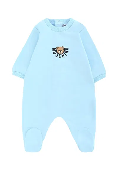 Moschino Light Blue Babygrow For Baby Boy With Teddy Bear