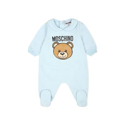 Moschino Light Blue Babygrow For Baby Boy With Teddy Bear