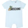 MOSCHINO LIGHT BLUE BABYGROW FOR BABY BOY WITH TEDDY BEAR AND CACTUS
