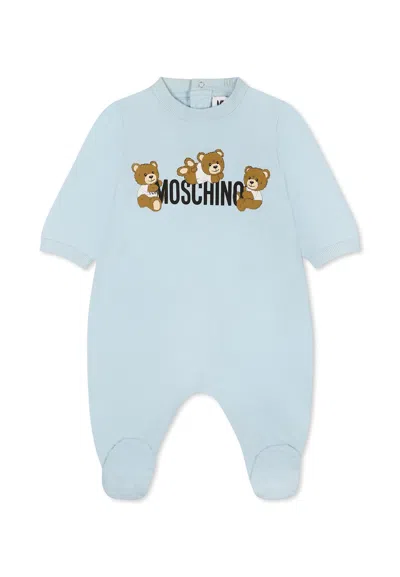 Moschino Light Blue Babygrow For Baby Boy With Teddy Bears
