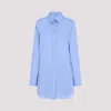 Moschino Cotton Shirt With Chest Pocket And Elastic Waistband In Light Blue