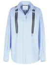 Moschino Couture Light Blue Cotton Striped Shirt With Decorative Straps