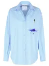 Moschino Multicolor Artistic Splash Long Sleeve Shirt In Clear Blue