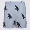 Moschino Striped Poplin Bermuda Allover Chimpanzee In Blue