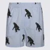 Moschino Knee Length Printed Shorts With Elastic Waistband In Blue