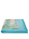 Moschino Light Blue Floral Silk Twill Scarf