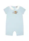 Moschino Light Blue Romper For Baby Boy With Teddy Bear In Light Blue