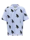 Moschino Poplin Shirt Allover Chimpanzee In Light Blue
