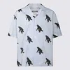 Moschino Poplin Shirt Allover Chimpanzee In Blue
