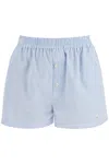 Moschino Light Blue Striped Elegant And Refined Women's Cotton Pants In Blue