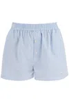 Moschino Light Blue Striped Elegant And Refined Women's Cotton Pants In Blue