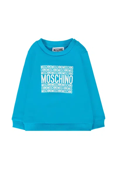 Moschino Light Blue Sweatshirt For Baby Boy With Logo
