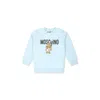 Moschino Light Blue Sweatshirt For Baby Boy With Two Teddy Bears In Light Blue