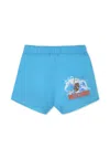 Moschino Light Blue Swimsuit Shorts For Baby Boy With Teddy Bear And Logo