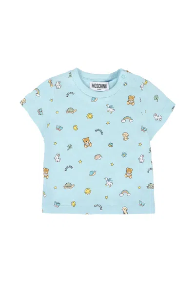Moschino Light Blue T-shirt For Baby Boy With Teddy Bear