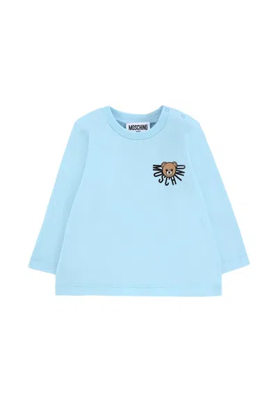 Moschino Light Blue T-shirt For Baby Boy With Teddy Bear