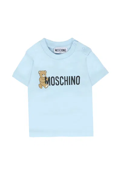 Moschino Light Blue T-shirt For Baby Boy With Teddy Bear