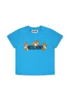 Moschino Light Blue T-shirt For Baby Boy With Teddy Bears In Light Blue