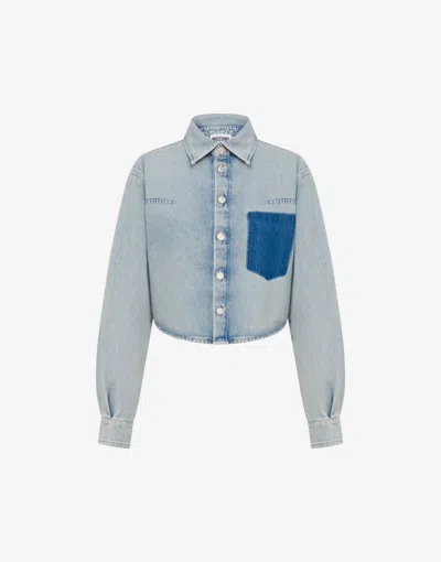 Moschino Lightweight Cotton Denim Shirt In Blue