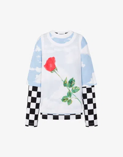 Moschino Lightweight Jersey T-shirt With Prints In Blue