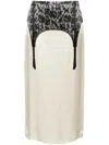Moschino Illusion Lace Print Midi Skirt In White