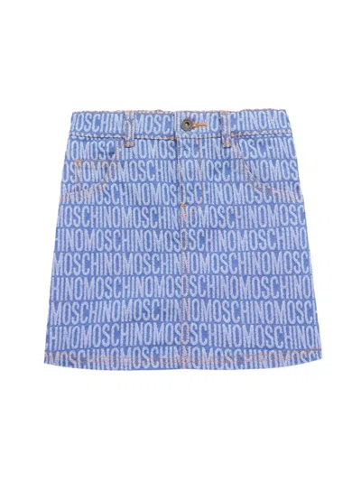 Moschino Little Girl's & Girl's Logo Jacquard Denim Skirt
