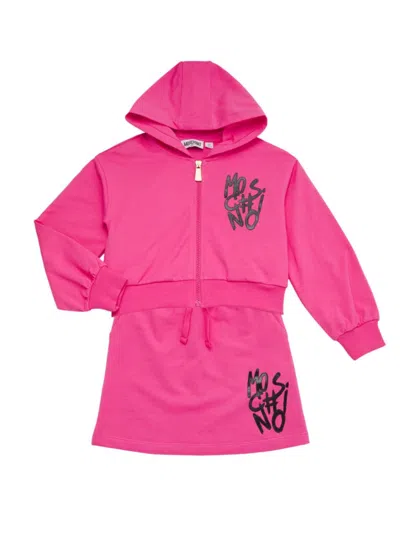 Moschino Babies' Little Girl's & Girl's Logo Zip-up Hoodie & Skirt Set In Pink