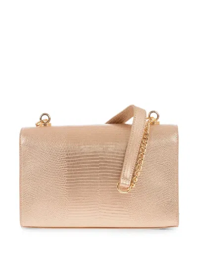 Moschino Lizard-effect Love Shoulder Bag In Neutral