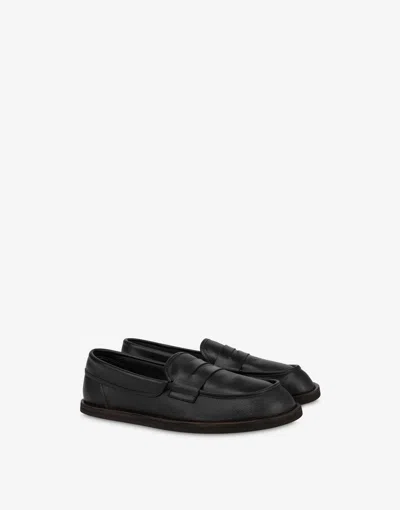 Moschino Loafers In Calf Leather Desert College In Black