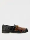 Moschino Textured Round Toe Loafers Fringe In Black
